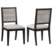Plethoria Home Dove Grey and Black Padded Seat Dining Side Chairs (Set of 2)