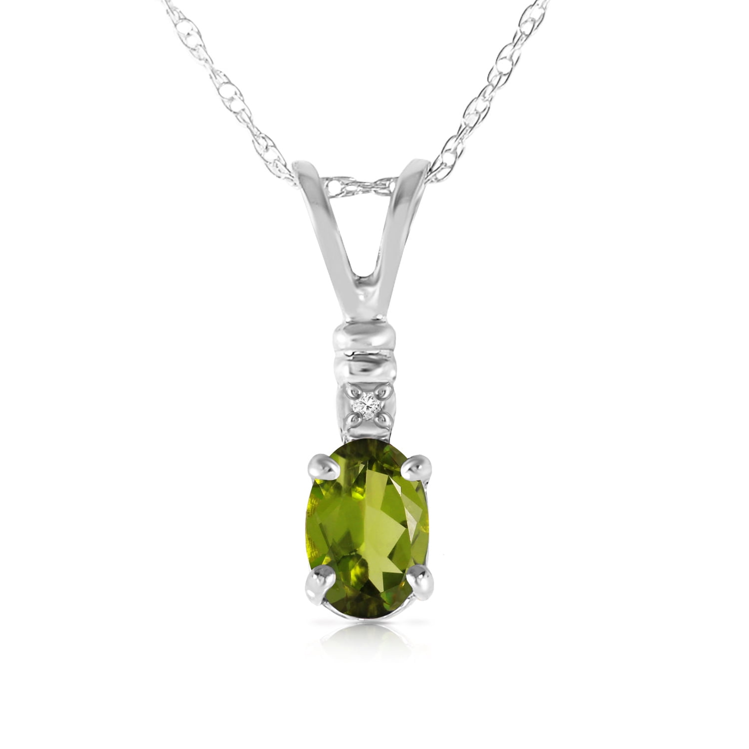 Galaxy Gold 14K Solid Gold Natural Diamond Oval Cut Necklace for Women - White Gold Fine Jewelry