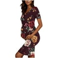 thumbnail image 6 of Delliss Women's Maternity Dress - Printed Fitted Stretch short Sleeve W/Ruched S-XL, 6 of 6