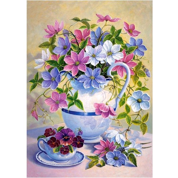 Taladro Diamante Pintura (DF4259) 5D DIY Flores completas Bordado de punto de cruz (04) 30x40cm FLhrweasw Nuevo