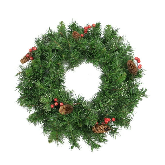 Northlight Iced Mixed Pine, Berries and Pinecones Artificial Christmas Wreath - 24" - Unlit