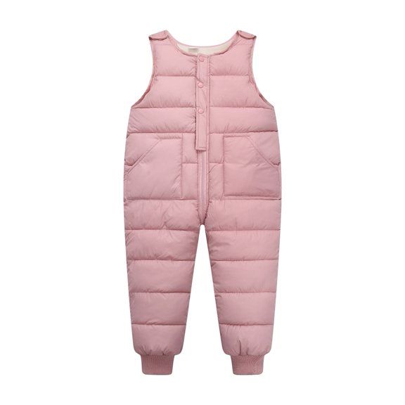 Kids Baby Boys Girls Winter Sleeveless Overalls Warm Lightweight Down Jumpsuit Zip up Snow Pants