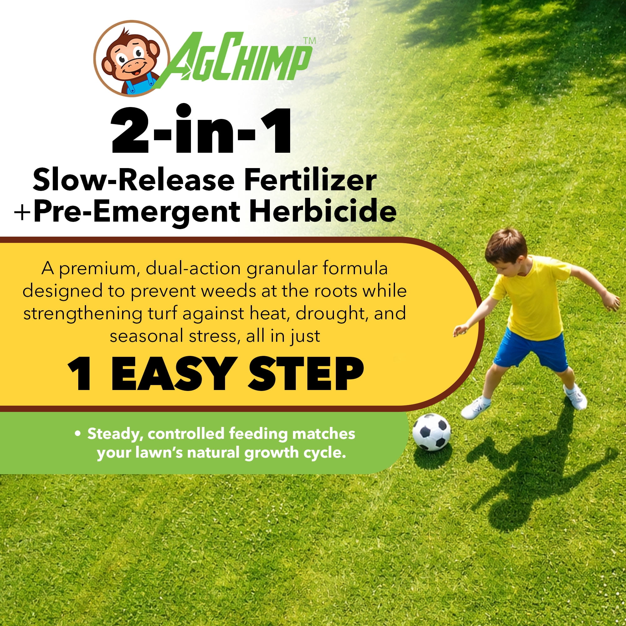 AgChimp 5-0-30 Pre-Emergent Weed Control & Precision Lawn Fertilizer, 15lbs