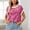 Rose Red, variant on Women's Crew Neck Rib Trim Cap Sleeve Textured Striped Knit Tee – Loose Casual Shirt, Minimalist Soft Breathable Top Navy Blue，M