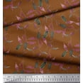 thumbnail image 2 of Soimoi Brown Poly Georgette Fabric Leaves Watercolor Printed Fabric 1 Yard 52 Inch Wide, 2 of 3