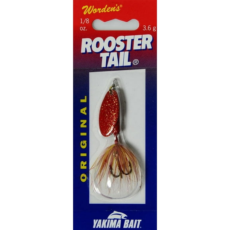 Yakima Bait Worden's Original Single Hook Rooster Tail, Inline Spinnerbait Fishing  Lure, Glitter Red, 1/8 oz. 