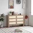 thumbnail image 4 of Commode Style Ferme, Commode à 6 Tiroirs, Commode en Jute, Commode Horizontale avec Poignées en Métal, Armoire de Rangement en Bois pour Chambre, Salon, Entrée, Brun, 4 of 7