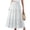 White, variant on qelini Lace Maxi Skirt for Women Long Skirt Elastic High Waist A-line Skirt Solid Color Casual Skirt