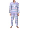 thumbnail image 3 of Yiaed Striped Gradient Print Men’s Pajamas Set - Long Sleeve Button Down Sleep Shirt and Pajama Bottoms Sleepwear Set Mens Pjs Sets Men's Pajama Bottoms-Small, 3 of 7
