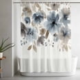 thumbnail image 5 of Blue Brown Spring Floral Shower Curtain Set, Waterproof Shower Curtains for Bathroom, Watercolor Summer Botanical Washable Fabric Cloth Bath Curtain for Bathtub Decoration with Hooks 66x72 Inches, 5 of 9