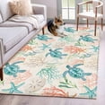 thumbnail image 2 of Teal Red Coastal Area Rugs Collection 2.7'x5', Retro Beach Nautical Sea Turtle Coral Non Slip Indoor Rectangle Throw Runner Rug Floor Mat Carpet for Living Room Dining Table Bedroom Nursery, 2 of 9
