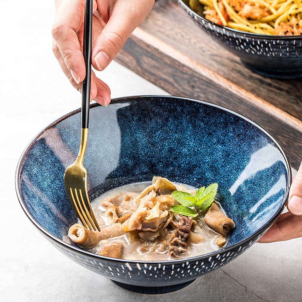Lepai Ceramic Ramen Bowl, Japanese Kilnglazed Ceramic Noodle Bowl, Salad  Noodle Big Soup Bowl 1000ML, For Udon, Pasta, Pho, Soba, Cereal  Salad 
