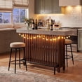thumbnail image 1 of WAWOKV 3-in-1 Modern Multifunctional Dining Table, Kitchen Island Table with Footrest and Wine Rack, Table & Bar Table with Storage for Dining Room, Kitchen & Home Bar (Brown), 1 of 10