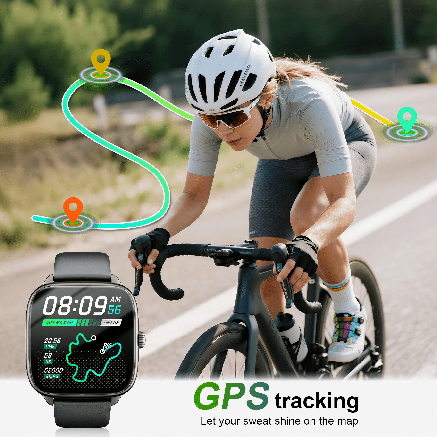 STA Smartwatch – Fitness and Sleep Tracker with 1.72" HD Display, Precise GPS, Call and Messaging, 24/7 Sleep Monitoring, 100+ Professional Sports Modes, Ideal for Sleep and Sports