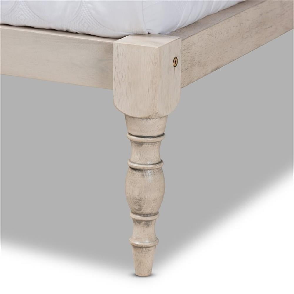 Bowery Hill Queen Size White Finished Wood Platform Bed Frame