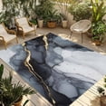 thumbnail image 2 of Outdoor Rug 3x5 ft Black Gold Marble Textured Waterproof Outdoor Patio Rug Mat Non Slip Outside Area Rugs Carpet for RV,Camping,Porch,Deck,Pool,Balconybackyard,Abstract Modern Art, 2 of 9