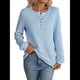 thumbnail image 1 of Camiseta Informal de Punto de Larga con Cuello Redondo y Botones A Rayas para Mujer Azul XL, 1 of 9
