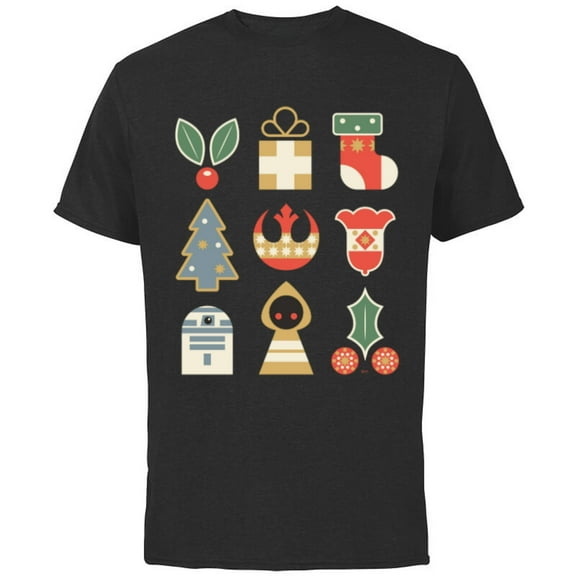 Star Wars Holiday Icons Ugly Christmas Sweater - Short Sleeve Cotton T-Shirt for Adults - Customized-Black