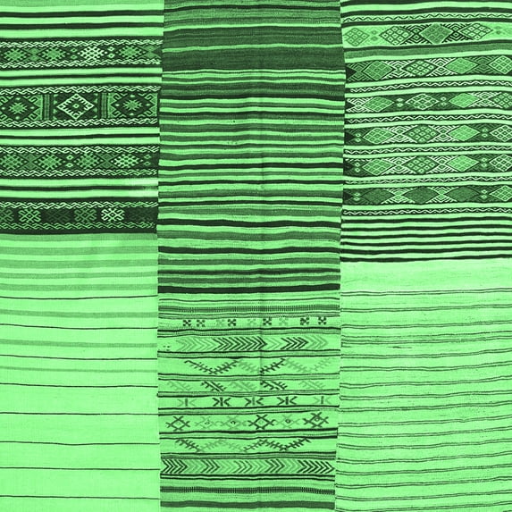 Ahgly Company Indoor Square Patchwork Emerald Green Transitional Area Rugs, 3' Square