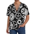 thumbnail image 2 of Disketp Men's Hawaiian Metallic Gears Print Shirts Button Down Holiday Beach Shirts-XX-Large, 2 of 5