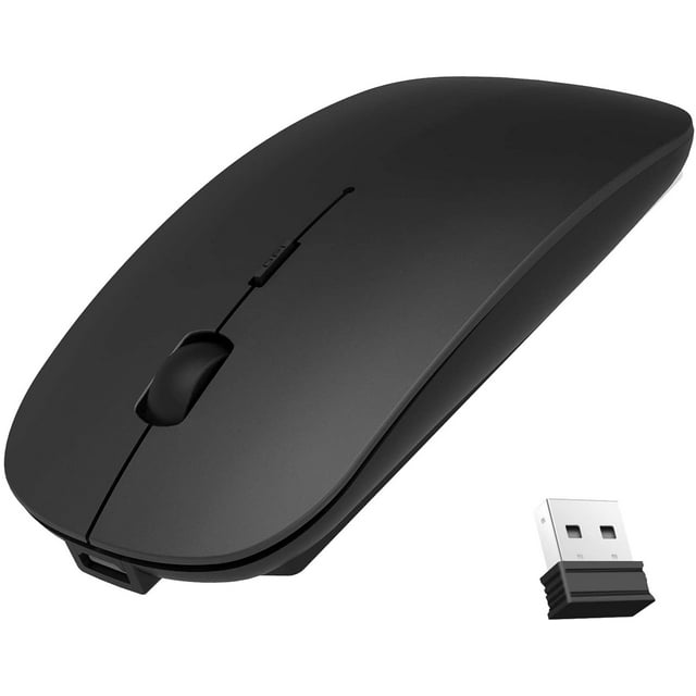 Wireless Mouse,Slim Wireless Portable Mobile Mouse,2.4G Noiseless Mouse with USB Receiver,Rechargeable Wireless Mouse for MacBook,Laptop,PC,Computer,Notebook (Silver)