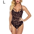 thumbnail image 1 of Body de encaje para mujer Ropa de dormir con correa sexy para mujer Lencería con cuello en V, L, Negro Methold XX000063-10, 1 of 7