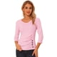 thumbnail image 1 of Top Allegra K decoración de botones cuello en V mangas 3/4 RoClaro S, 1 of 5