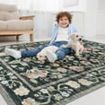 thumbnail image 5 of Wellber Area Rug Soft Vintage Floral Rugs Non Slip Carpet for Bedroom Living Room Home Deocr,2'x3',Black, 5 of 6