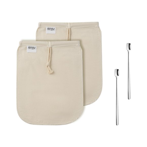 Bolsas para cold brew BIMYJ de algodón orgánico con filtro, paquete de 2 + cucharas
