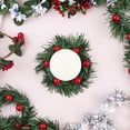 thumbnail image 4 of Lssam Christmas Candle Ring Wreath with Artificial Holly Red Berries and Pine Needles for Tabletop Taper Decor, Set of 1 PC, 5 Inch Small Wreaths for Crafts and Holiday Garland Ornaments, 4 of 7