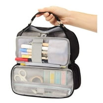 Large Capacity Pencil Case Big Storage Pencil Bag Pouch Multi-compartment, Double Zipper  Pen Marker Cases Holder Portable Office Stationery Organizer Supplies Makeup Bag, Black