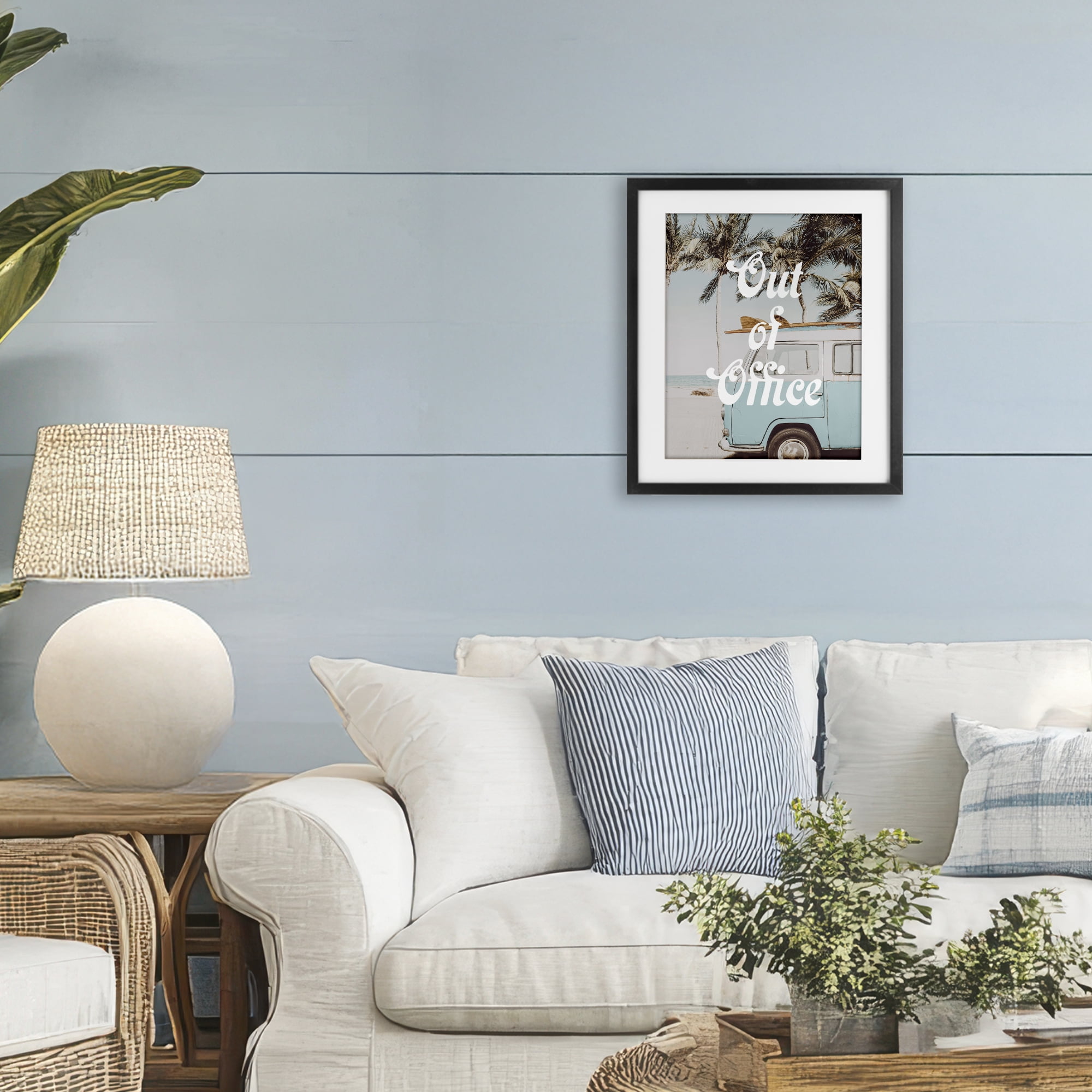 Stupell Industries Retro Out Of Office Beach Black Framed Print Under Glass, design by Lil' Rue