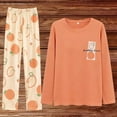 thumbnail image 2 of QINGFSAP Womens Long Sleeve Pajama Set Round Neck Solid Top and Floral Print Pants with Contrast Patch Pocket Lounge Sleepwear, 2 of 3