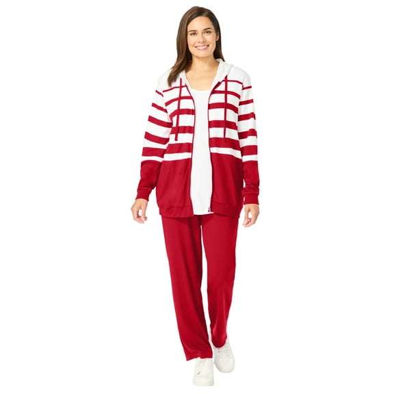 Woman Within Plus Size Striped Full Zip Jacket Set