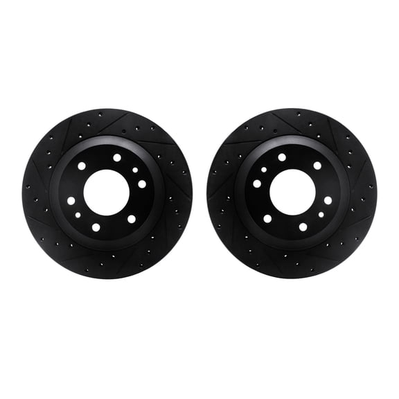 Dynamic Friction Company Front Brake Rotors-Drilled and Slotted-Black 8002-48002