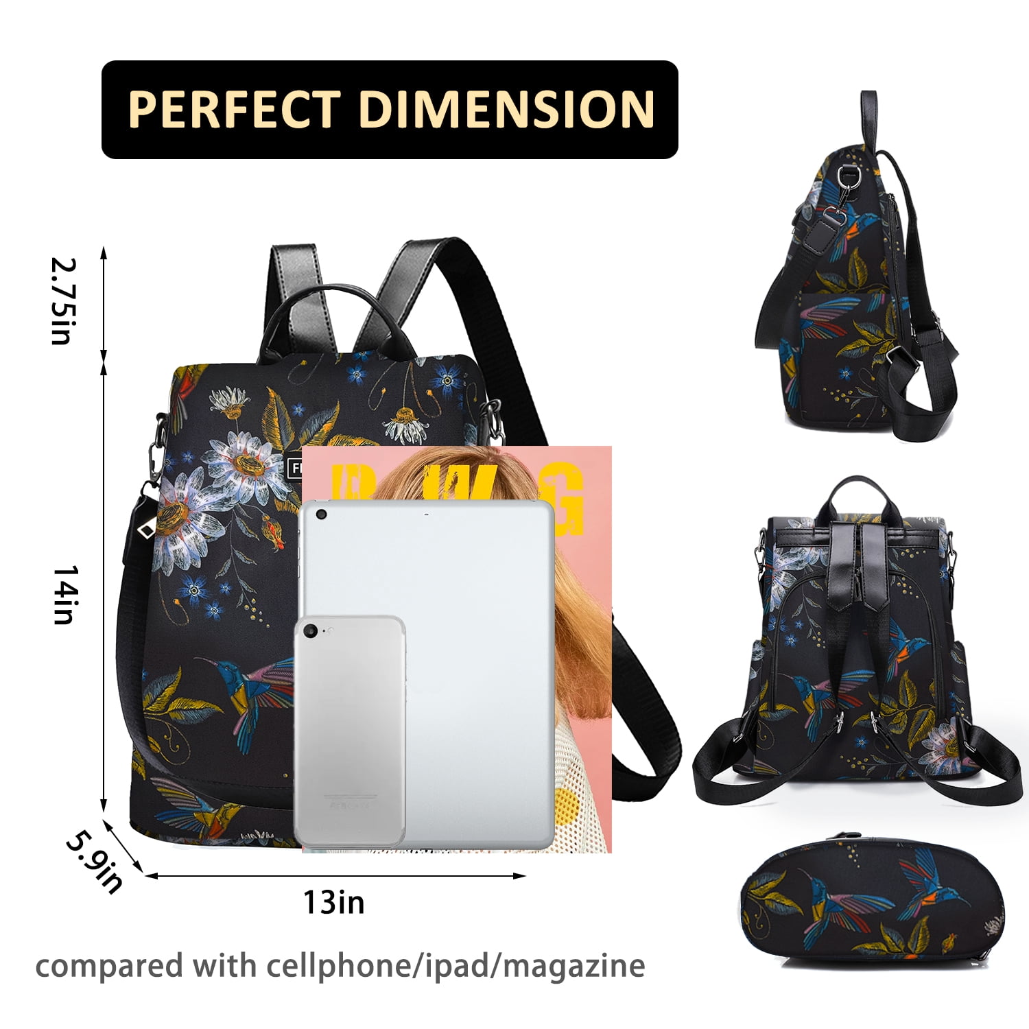 Fmeida Backpack Purse for Women Anti Theft Travel Bag Convertible Fashion Backpack Casual Shoulder Bag