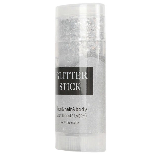 Glitter Stick Women Girls Body Hair Face Cosmetic Glitter with Adhesion for Halloween Christmas Rave 16g Silver