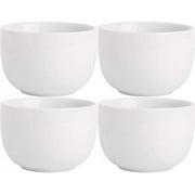 Farmhouse Decor Porcelain Dipping Bowls Sauce Dishes - Set of 4 Elegant White Soy Sause Dish (3.5 Oz Round Shape)