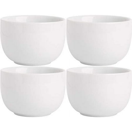 Farmhouse Decor Porcelain Dipping Bowls Sauce Dishes - Set of 4 Elegant White Soy Sause Dish (3.5 Oz Round Shape)