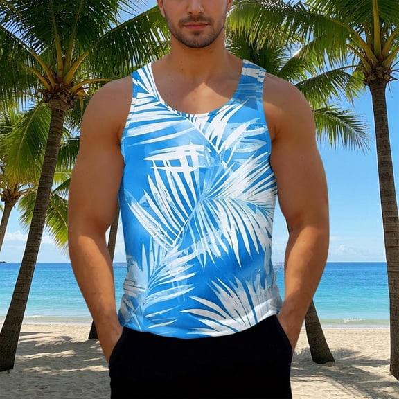 Runfenguu Comfy Colors Tank Top Big & Tall Tank Tops For Men Men Casual Fashion Printing Pullover Round Neck Sleeveless Sports Tank Ribbed Tank Top Men