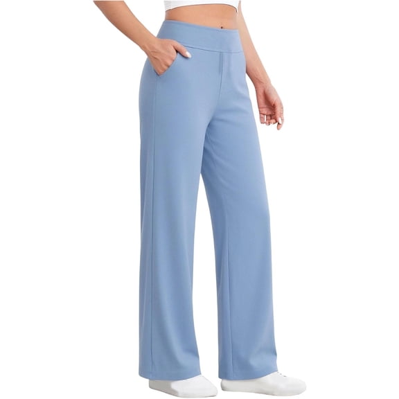 Women's Pants Petite,High Waisted Wide Leg Pants for Women Soft Comfy Casual Yoga Pants with Pockets