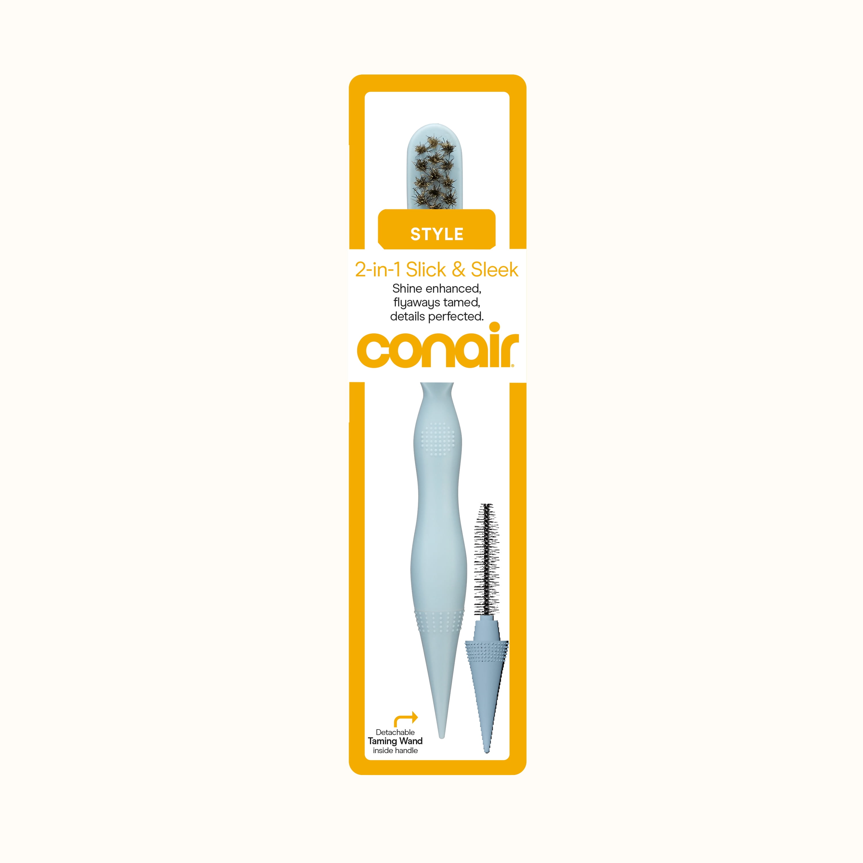 Conair 2-in-1 Slick Back Brush with Detachable Taming Wand, Blue, 1 Count