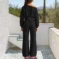 thumbnail image 4 of Itsame Girls 2-Piece Sweatshirt Set, Crop Relaxed Straight Leg Pants Outfit Casual Sporty Jogger Suit Black Size 6, 4 of 6