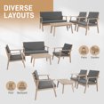 thumbnail image 5 of Zimtown 4 Pieces Wood Conversation Set, Acacia Wood Bistro Set w/ Gray Cushion for Outdoor, Patio Set, Wooden Furniture, 5 of 10