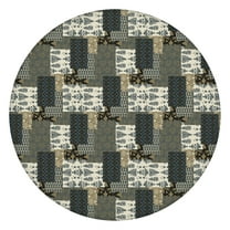 Vintage Style Floral 44Inch Boho Round Tablecloth, Elastic Fitted Table Cover for 38 to 42 Inch Tables, Indoor Outdoor Party Use