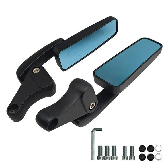 Motorcycle Rearview Mirror Handlebar Mount Mirrors Angle Adjustable Blue Glass Scooter Motorbike Rectangle Rear Mirror