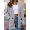 thumbnail image 4 of Womens Oversized Cardigan Soft Knit Cardigan Sweater with Pockets Grey M, 4 of 6