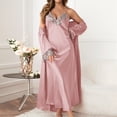 thumbnail image 2 of Women's Long Silk Like Dress With Tie Back 2 Piece Set Casual And Sexy Wear Womens Silk Pajamas Fall Pajamas For Women, 2 of 2