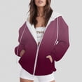 thumbnail image 2 of Women's Hoodies Sweatshirts Casual Zip Hoodie with Front Pockets for Women Everyday Comfort Red L, 2 of 5