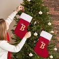 thumbnail image 4 of Lilixerw Red Knitted Christmas Stocking with Embroidered Letter,Festive Gifts Bag for Candy & Toys,Xmas Party Decor for Fireplace & Tree,11.8x8.3 Inch,Letter B, 4 of 6